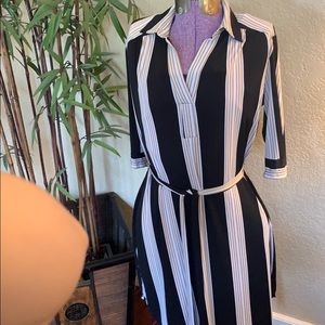 Tan pinstripe dress